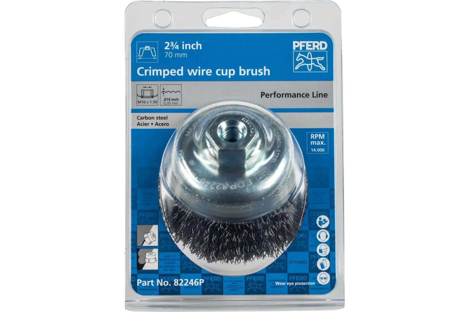 Picture of Pferd Crimped Wire Cup Brush Psf 2-3/4" Dia. .014 Carbon Steel M10X1.50 Thread Retail